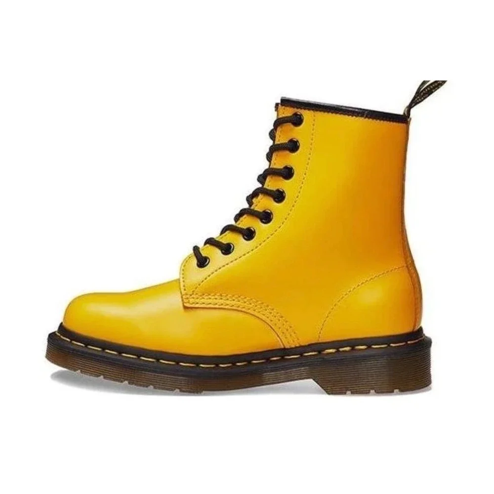 Dr. Martens 1460 J Youth Yellow Leather Side Zip Combat Boots Size 3 US
